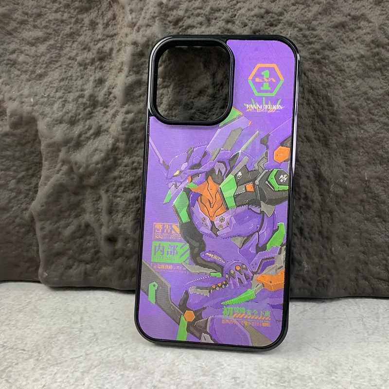 Neon Genesis Evangelion EVA01 IPhone 16 ProMax Phone Case 3D Grating Visual Transformation Magnetic Acrylic Protective Cover