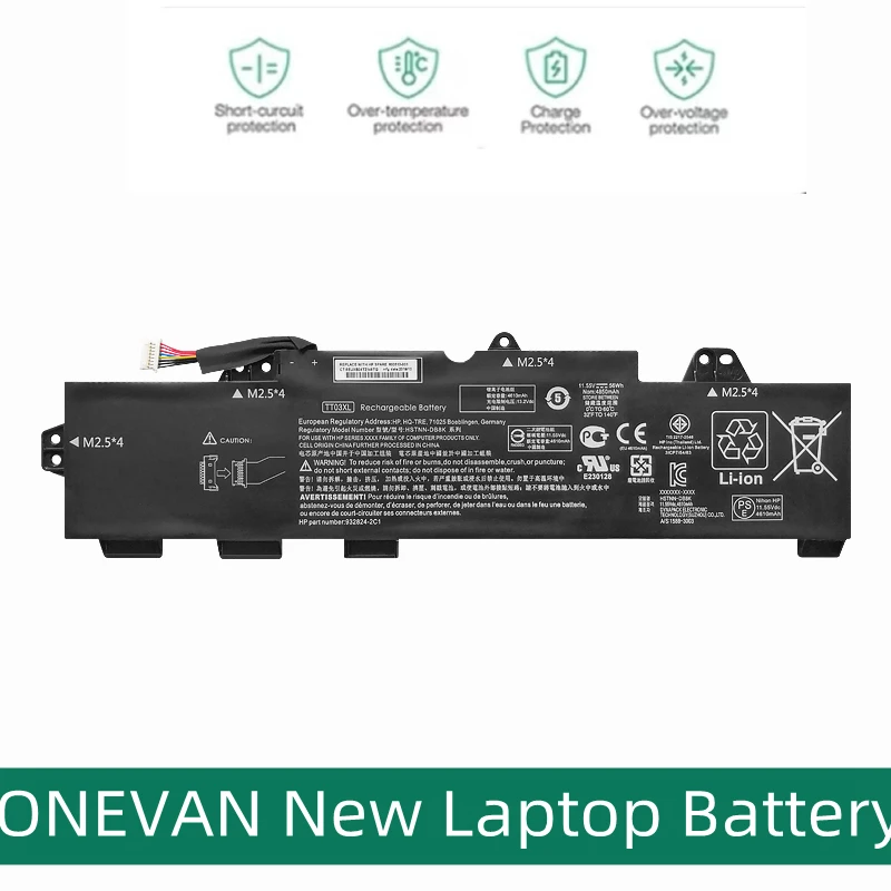 

ONEVAN New 11.55V 56wh New Laptop Battery TT03XL for HP EliteBook 755 850 G5 G6 ZBook 15U G5 TT03XL HSTNN-UB7T HSTNN-LB8H DB8K