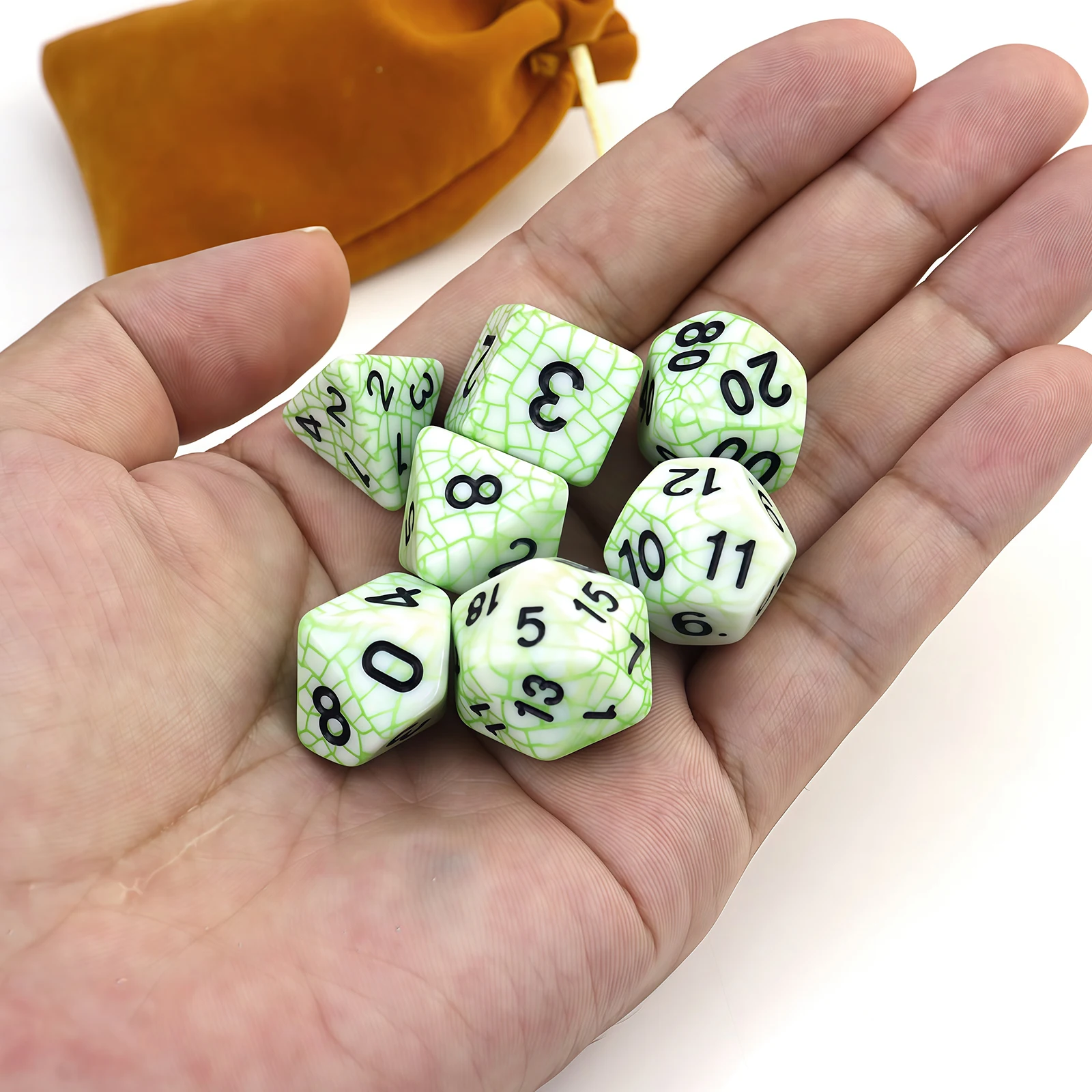 7-Piece Polyhedral Grid-Patterned Board Game Dice - Ideal Holiday Gift for Families (Halloween & Christmas) with Carry Bag