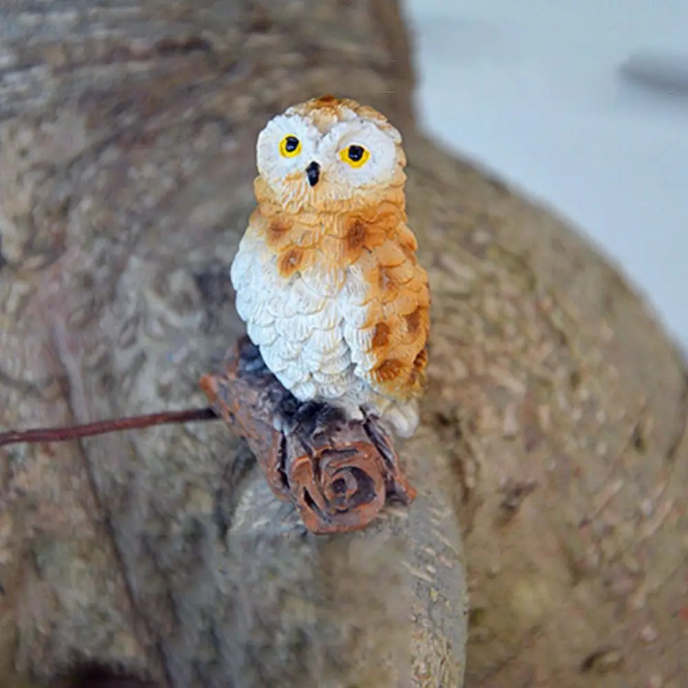 Fairy Garden Mini Owl Figurine Home Garden Craft Miniatures Animal Resin Desktop Ornament Simulation Birds