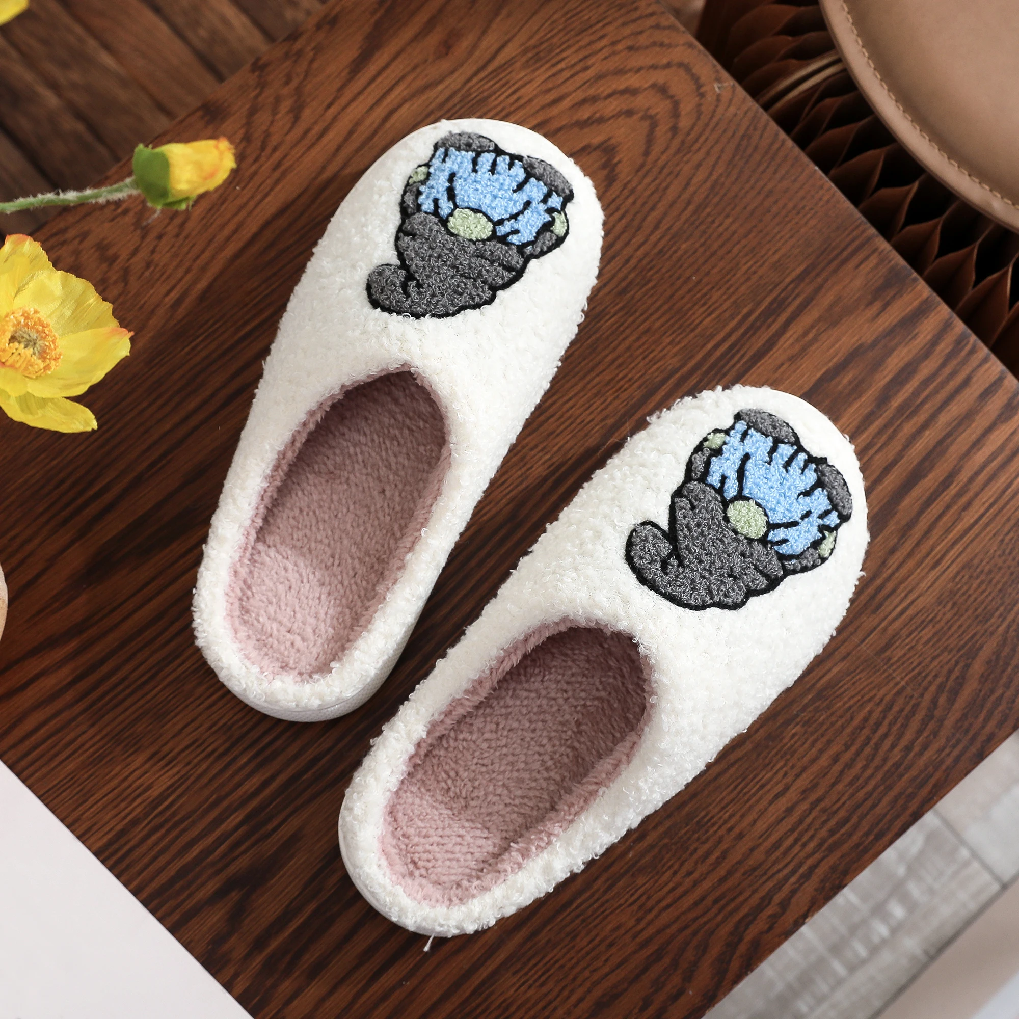 

Winter home furnishings gnome dwarf pattern cotton slippers non-slip thick bottom wool cotton slippers