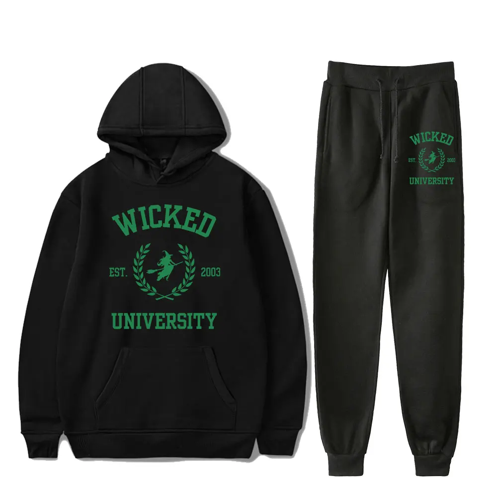 Wicked University Green Witch Vintage 90s PULLOVER Fashion Merch Hoodies Sports Set Hoodies Two-Piece Women Clothing Men