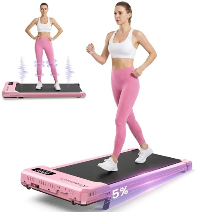 Under desk treadmill for home office use, aluminum alloy frame, black finish, compact design with 15 incline and vibration plat