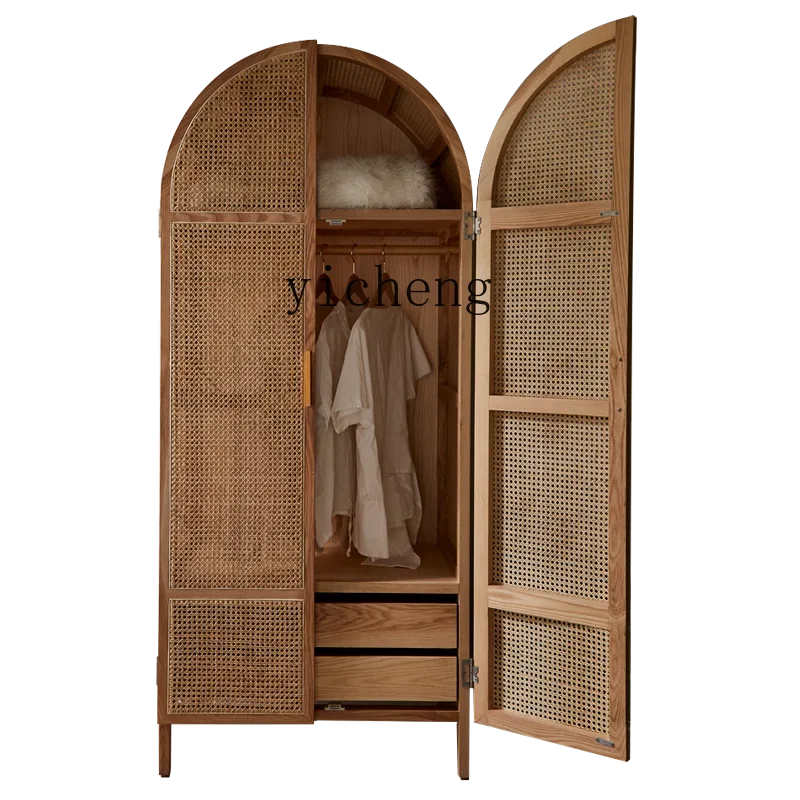 

XL rattan art cabinet modern simple solid wood frame wardrobe