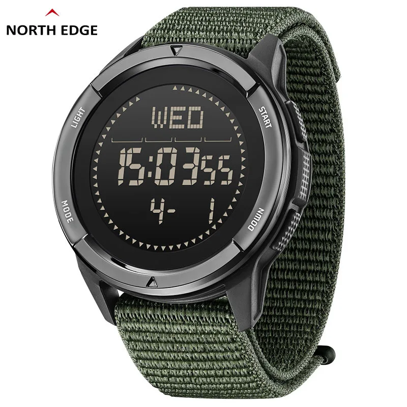 NORTH EDGE APLS Men's Digital Carbon Fiber Watch Shock Militray Sports Super Light Outdoor Compass Waterproof 50M Wristwatches