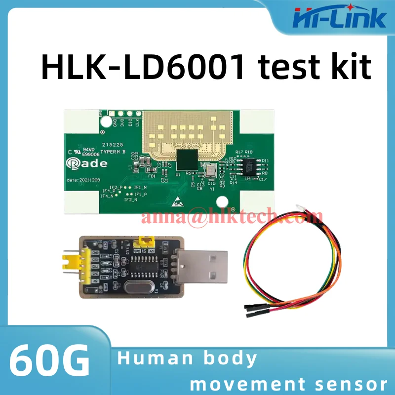 Hi Link, envío gratis, sensor de movimiento humano con radar de 60G con una distancia máxima de 8 metros para detección de presencia humana