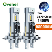 OVEHEL Mini H7 LED Headlight Bulbs H4 H11 1600000LM 1400W H1 9005 HB3 9006 HB4 6000K LED Canbus CSP Chips 1:1 Size Fog Car Light