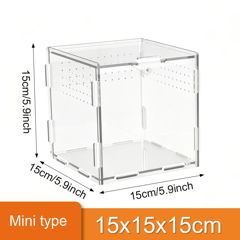1pc Acrylic Display Box Transparent Reptile Terrarium Breeding Box Cube Storage Box Assembly Dustproof Display Collectibles