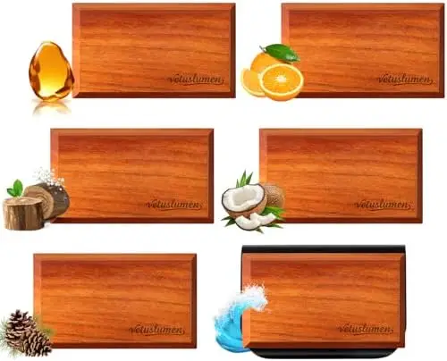 

3-Pack Wooden Car Air Freshener with Essential Oils - Amber, Teak, Pine Scent - Metal Clip Included