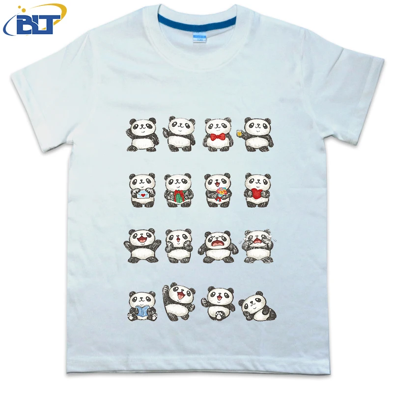 Verschillende Gevoel Van Panda Bedrukte Kinderen T-Shirts Zomer Kinderen Katoenen Korte Mouwen Casual Tops Voor Jongens En Meisjes