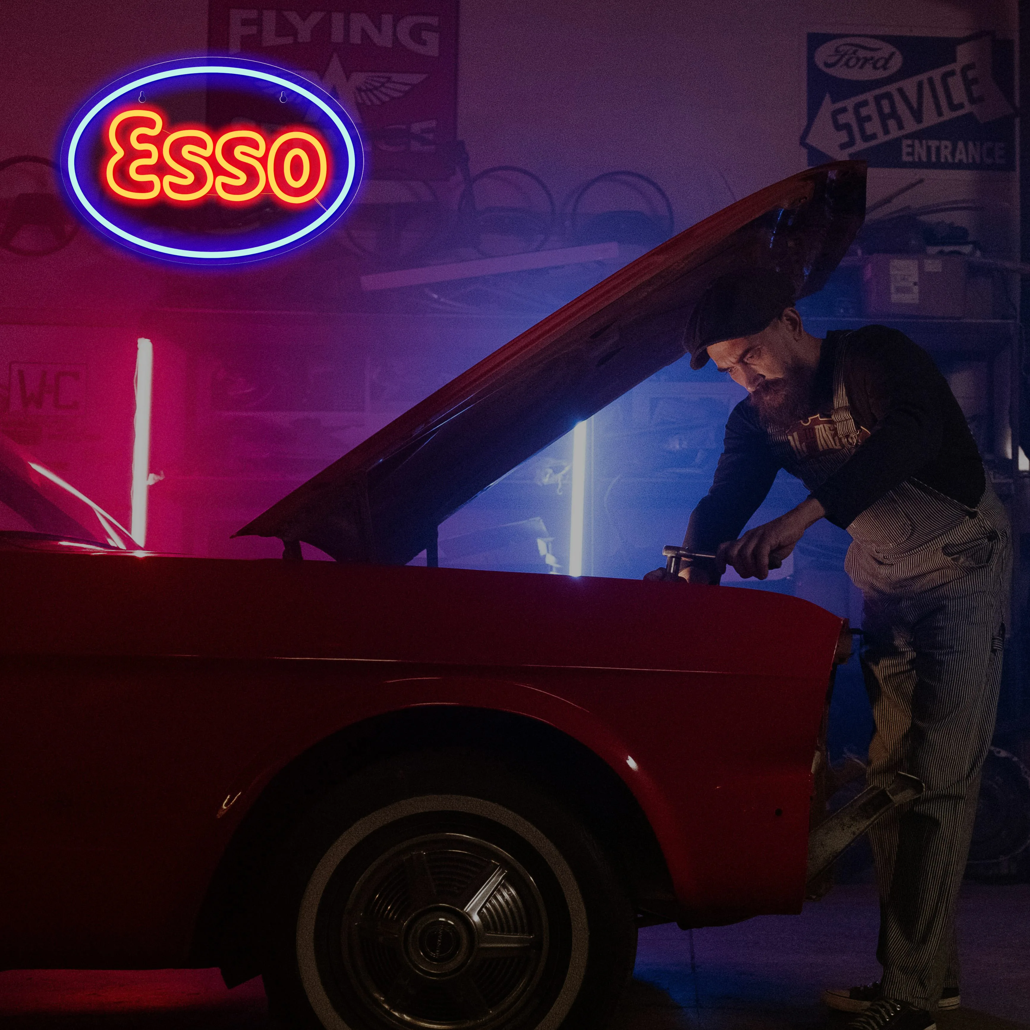 1 Piece of Esso Garage LED Neon Light Decoration Sign, Used for Garage Wall Lubrication, Oil Store, Gas Station Display Lighting view 5