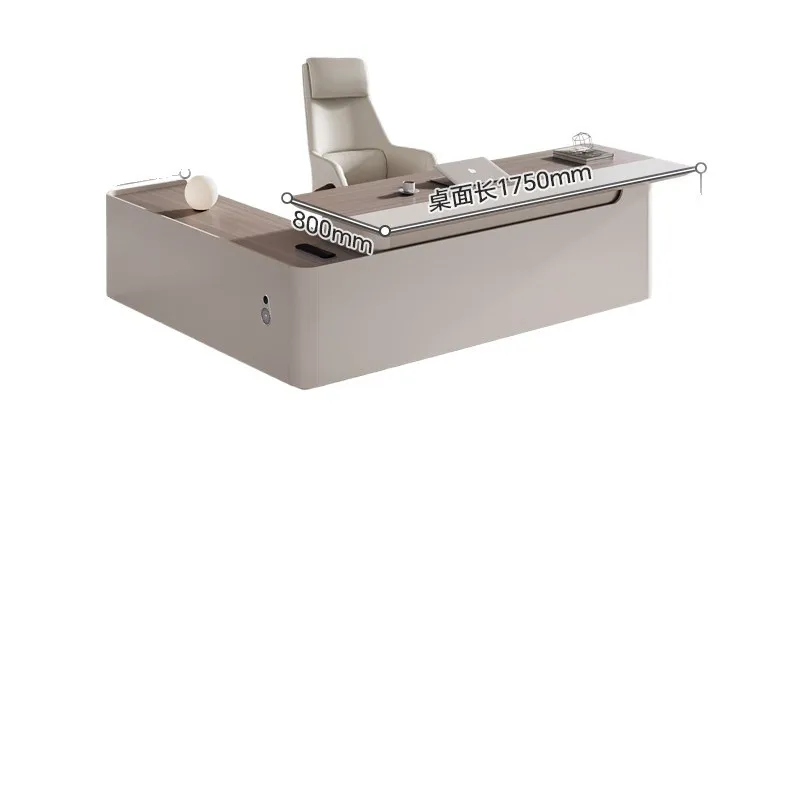 Simple and modern white design sense, high sense, large class desk, office desk and chair combination