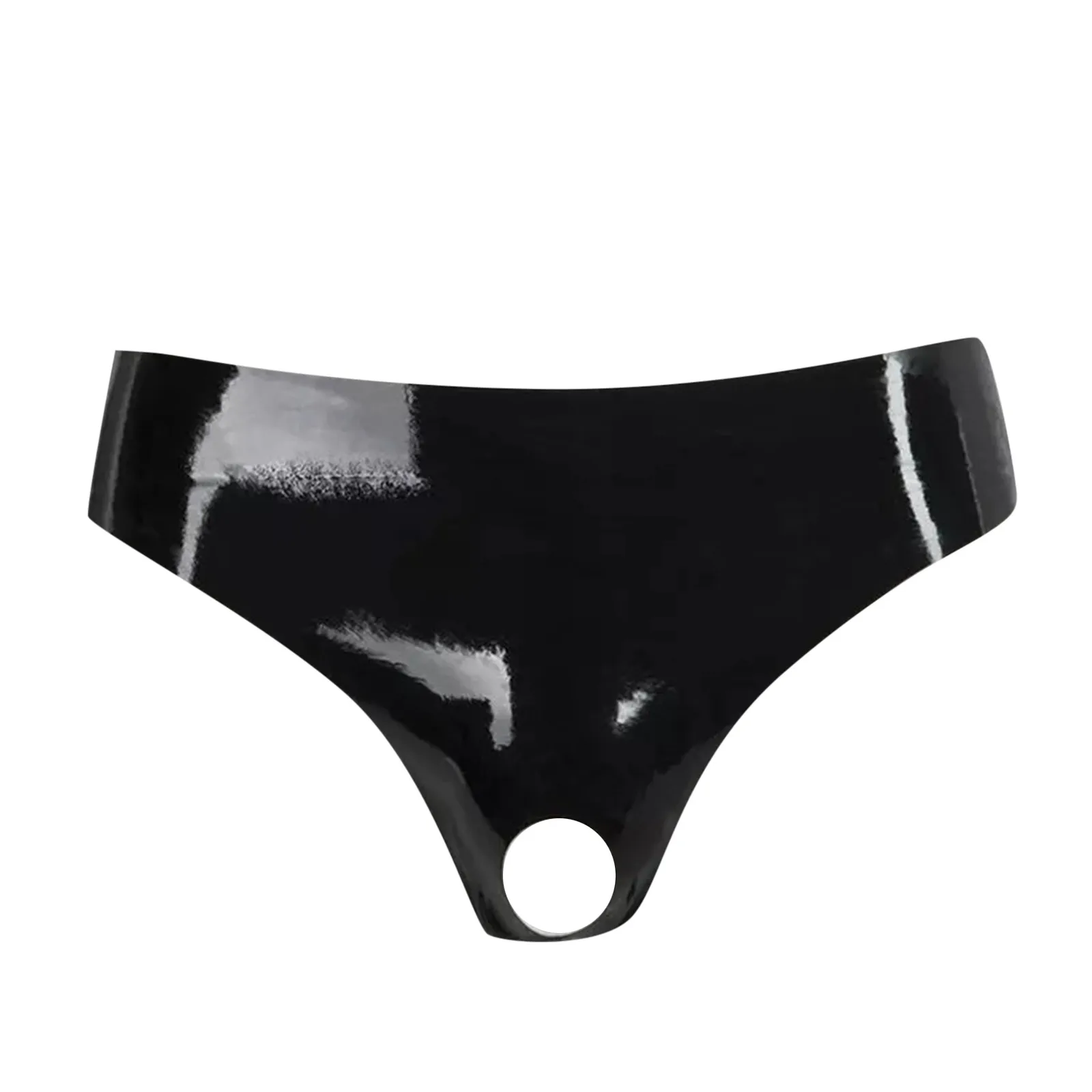 Sexy Men PVC Bright Leather Open Crotch Lingerie Wet Look Male New Thong G-String Briefs Crotchless Underwear Clubwear Costume