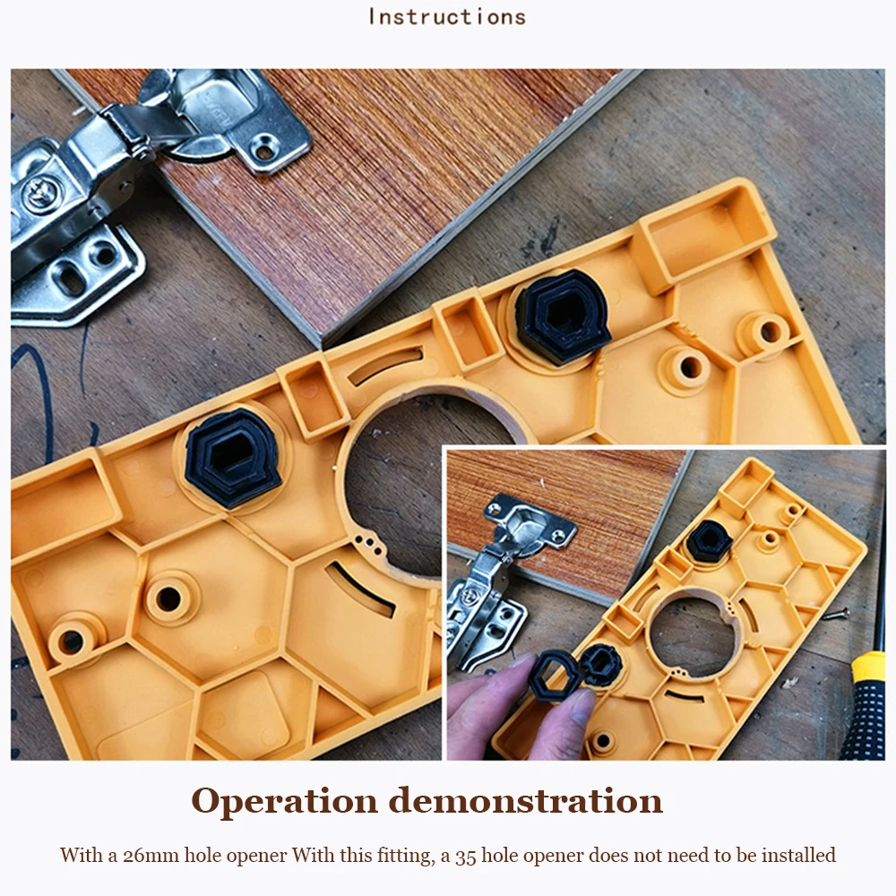 隠しカップスタイルヒンジジグボーリングホールドリルガイドセット、キャビネットドア設置用木工DIYツール、35mm、26mm