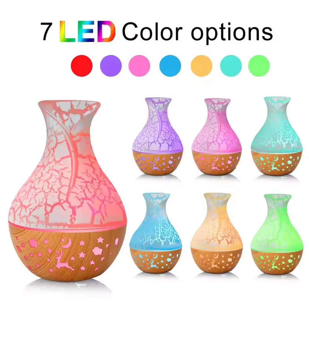

Mini USB Humidifier Wood Grain Aroma Diffuser 7 LED Color Humidifier 150ml Capacity Ultrasonic Air Humidifier Cool Mist for Home