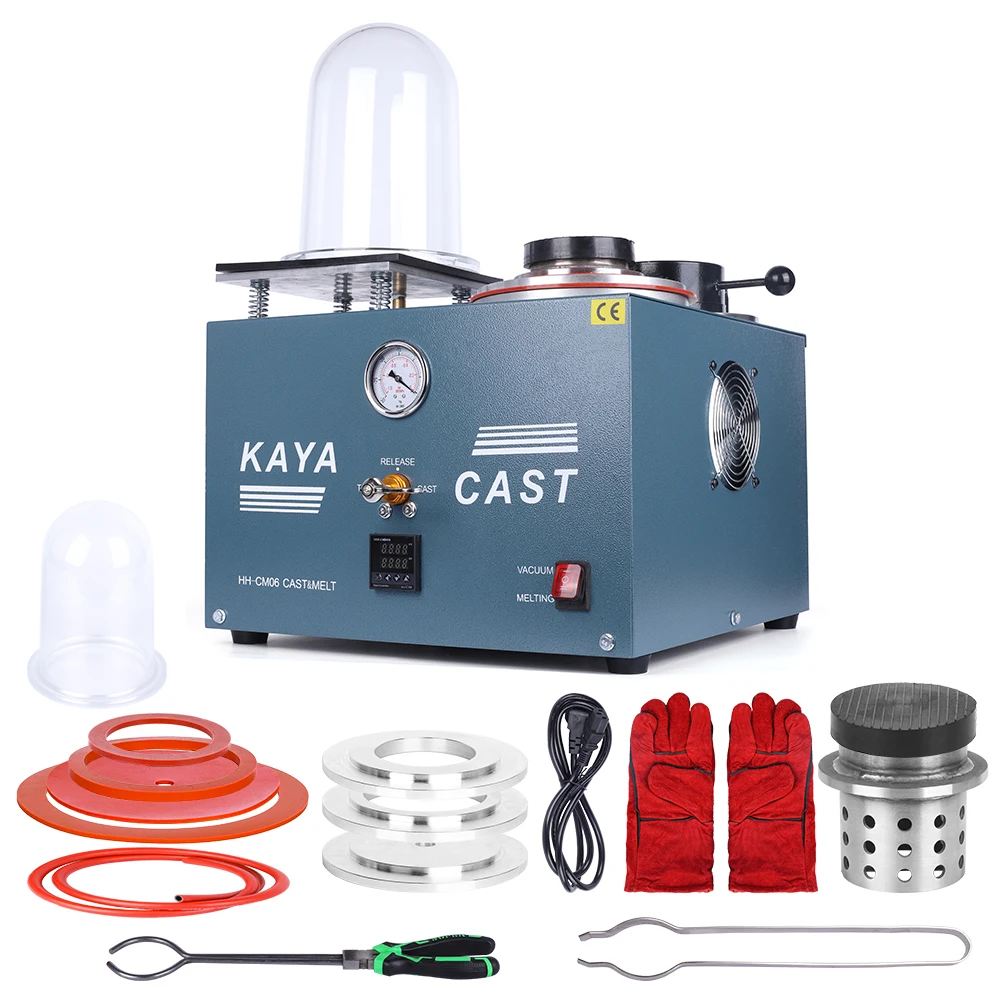 2L Vacuum Jewelry Casting Machine 3CFM 1/2HP Combination Lost-wax Investing Casting Melting Machine for Metal