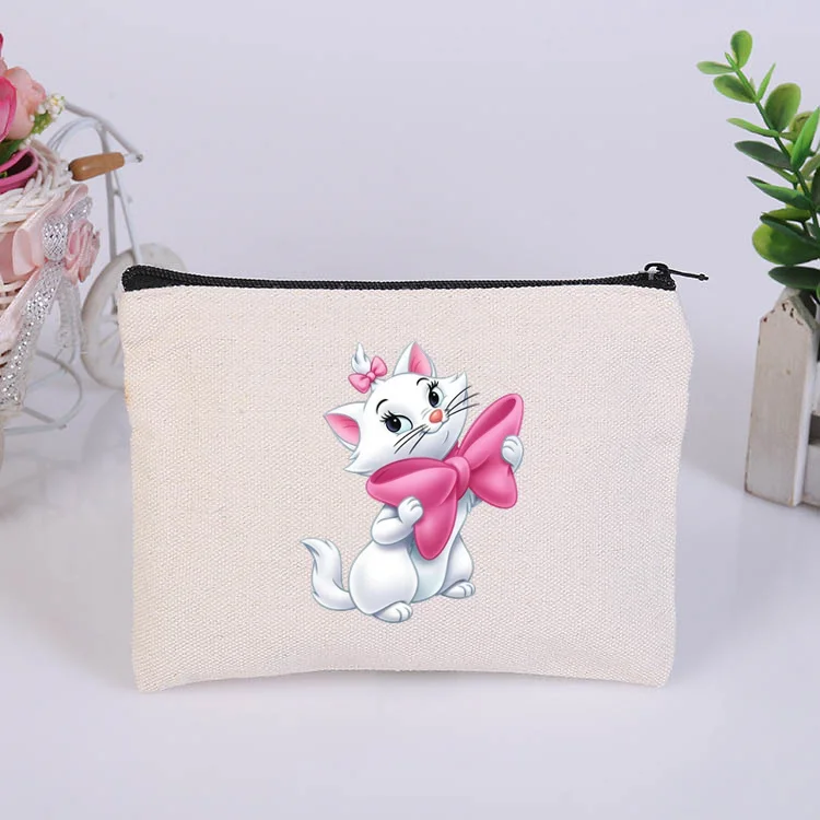 Disney The Aristocats Marie Cat New Women Cosmetic Bag Travel Makeup Bag Gift Cosmetic  Bag Portable School Teacher Pencil Case