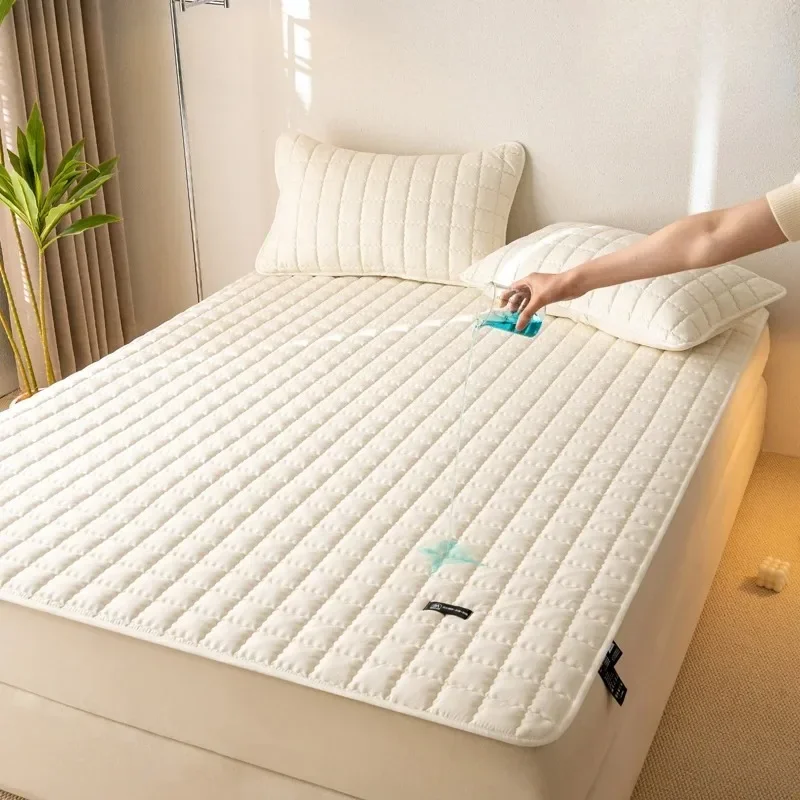 Japanese Style Waterproof Mattress Protector 2‑3PCS Set, Antimicrobial Mattress Cover with Elastic Straps for Thin Mattress