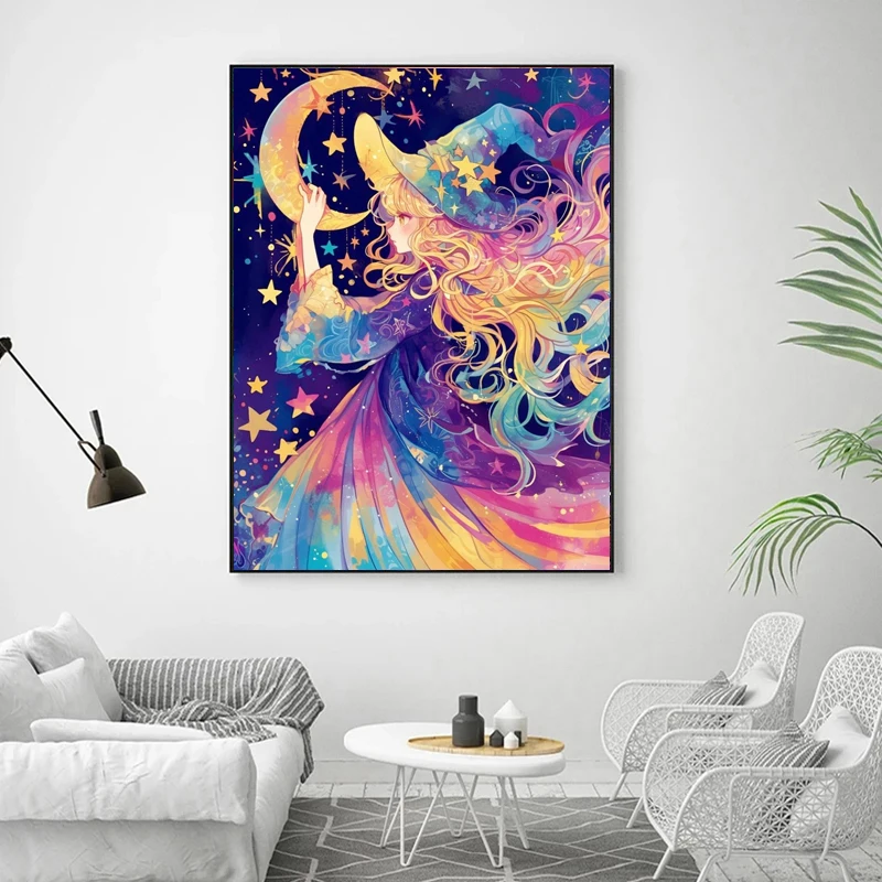 5D DIY Fairy Dust Drill Diamond Painting Cross Stitch Cartoon Girl Kit Full Crystal Mosaic Embroidery Art Home Decor Crafts Gift