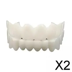 2xResin Veneers Comfortable Dentures Tooth Cover Removable Reusable Upper Lower Cover