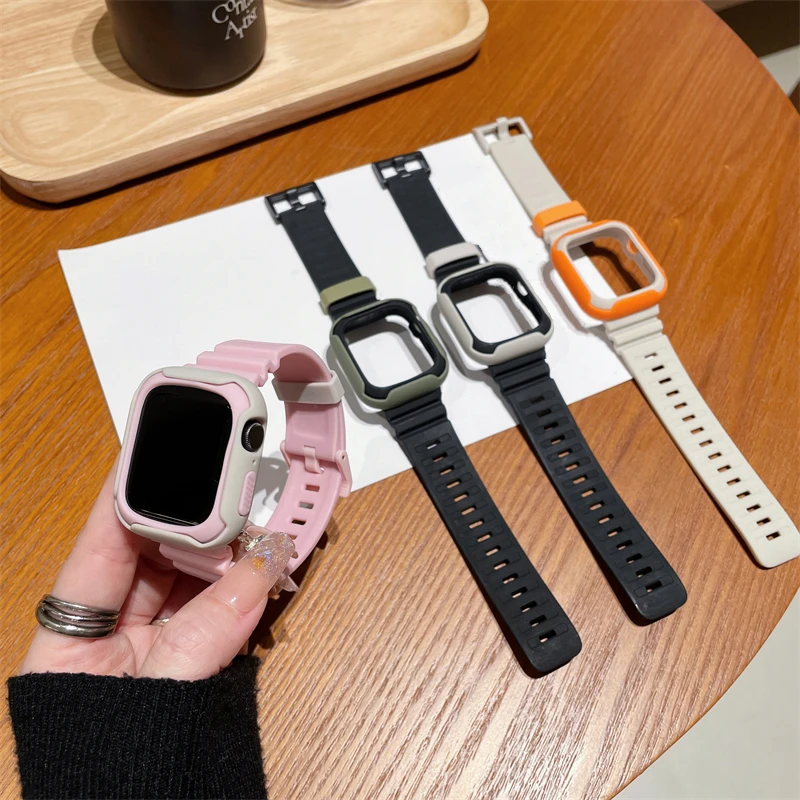 

Креативный армированный телефон и ремешок для Apple Watch 7 6 SE 5 3 2, спортивный мягкий силиконовый ремешок для девочек и мальчиков, ремешок для iwatch 41 мм 38 мм 40 мм 44 42 45 мм