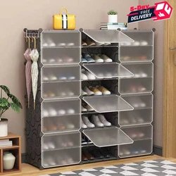 Armoire à Chaussures Pliable avec Couvercle Transparent, Organisateurs de Rangement, Boîte Combinée, Bricolage, Bottes en Plastique, Pantoufles, Chi Board, 3 Couches, 4 Couches