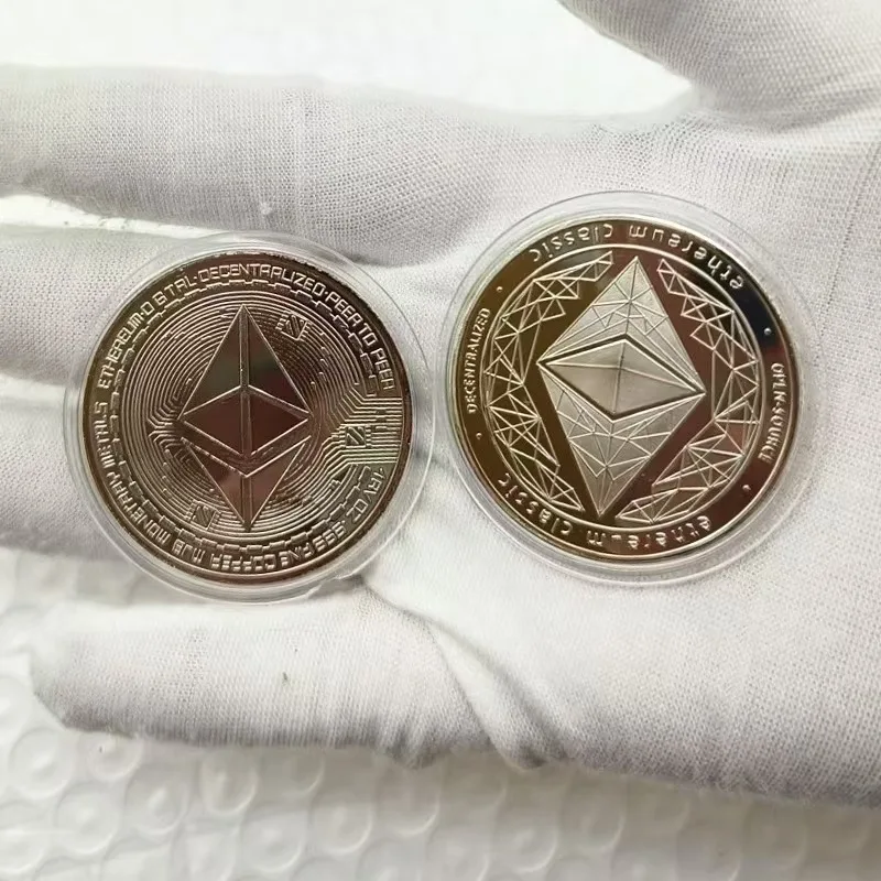 Ethereum Bitcoin عملة افتراضية ميدالية تذكارية مطلية بالذهب لعب مجموعة معدنية الحرف ديكور غرفة مكتب المنزل الحلي