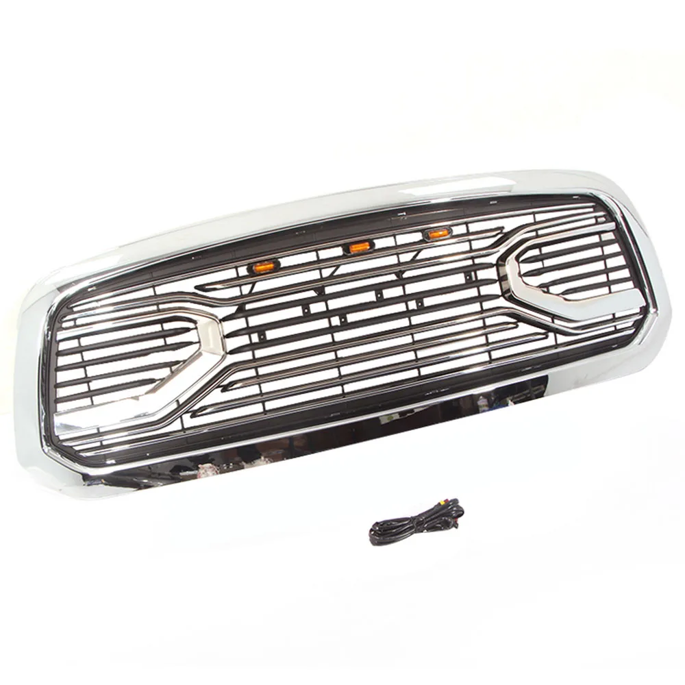 شاحنة صغيرة سيارة المصد الأمامي الأوسط شواء هود العلوي مصبغة قذيفة كروم ABS سباق شبكة مصبغة ل دودج رام 1500 2014-2018 #5