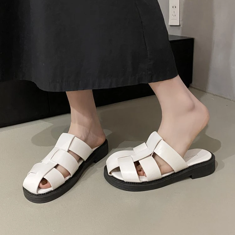 2024 New Women's Slippers Summer New Fashion Flat Heel Non-slip Comfortable Lightweight PU Leather Fashion High-end