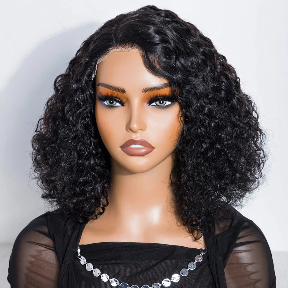 Short Curly Bob Side Part Lace Human Hair Wigs For Women Transparent Lace Bob Wigs Brazilian Remy Hair Glueless Pre-Cut Lace Wig