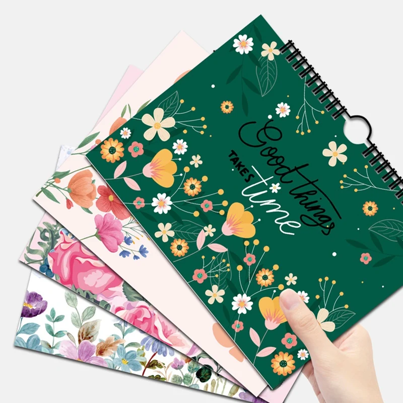 Flower Calendar Planner Floral Monthly Planner Years Vintage Cover Calendar Weekly Schedule Student Class Notebook