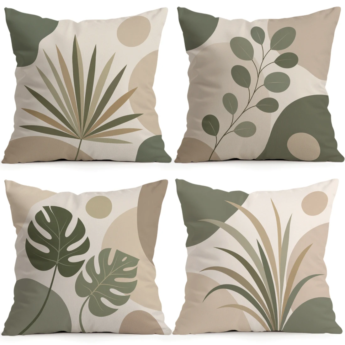 1/4pcs Morandi Green Plants Cushions Pillowcase Polyester Cushion Cover Throw Pillow Pillowcover Home Car Sofa Decor