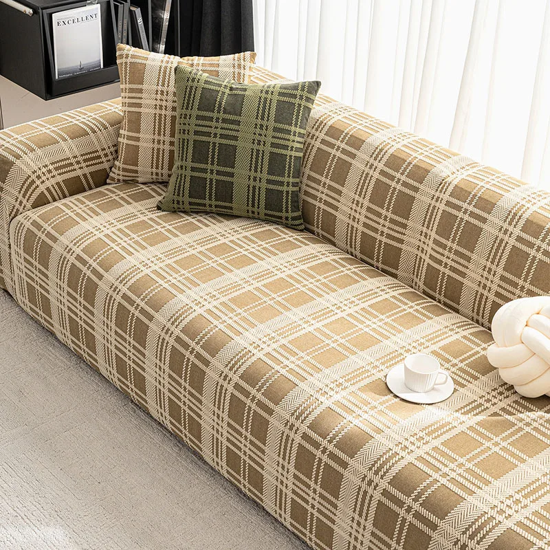 

2025 Elastic Retro Plaid Sofa Cover Luxury Dustproof All Inclusive Couch Slipcover Stretch Anti Cat Scratch Furniture Protector