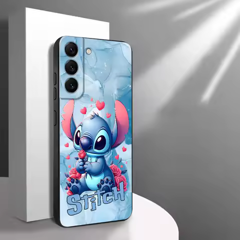 Cartoon Disney Stitch Flower Phone Case for Samsung Galaxy A21s A22 A23 A25 A33 A34 A52s A53 A54 A55 A71 A26 A36 A56 Soft Cover