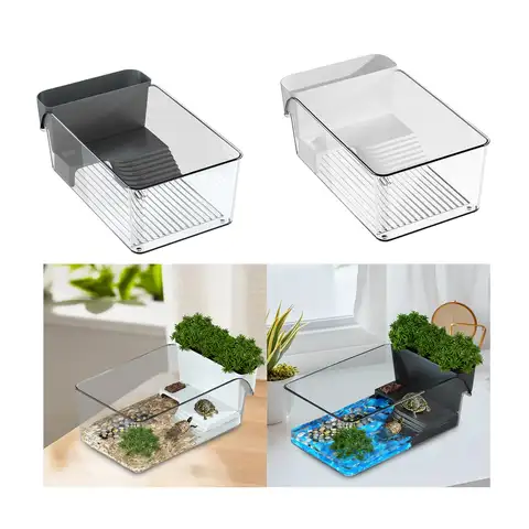 Small Turtle Tank with Basking Starter Kit Landscaping Reptile Habitat for Turtles Small Reptiles Crayfish Crabs
