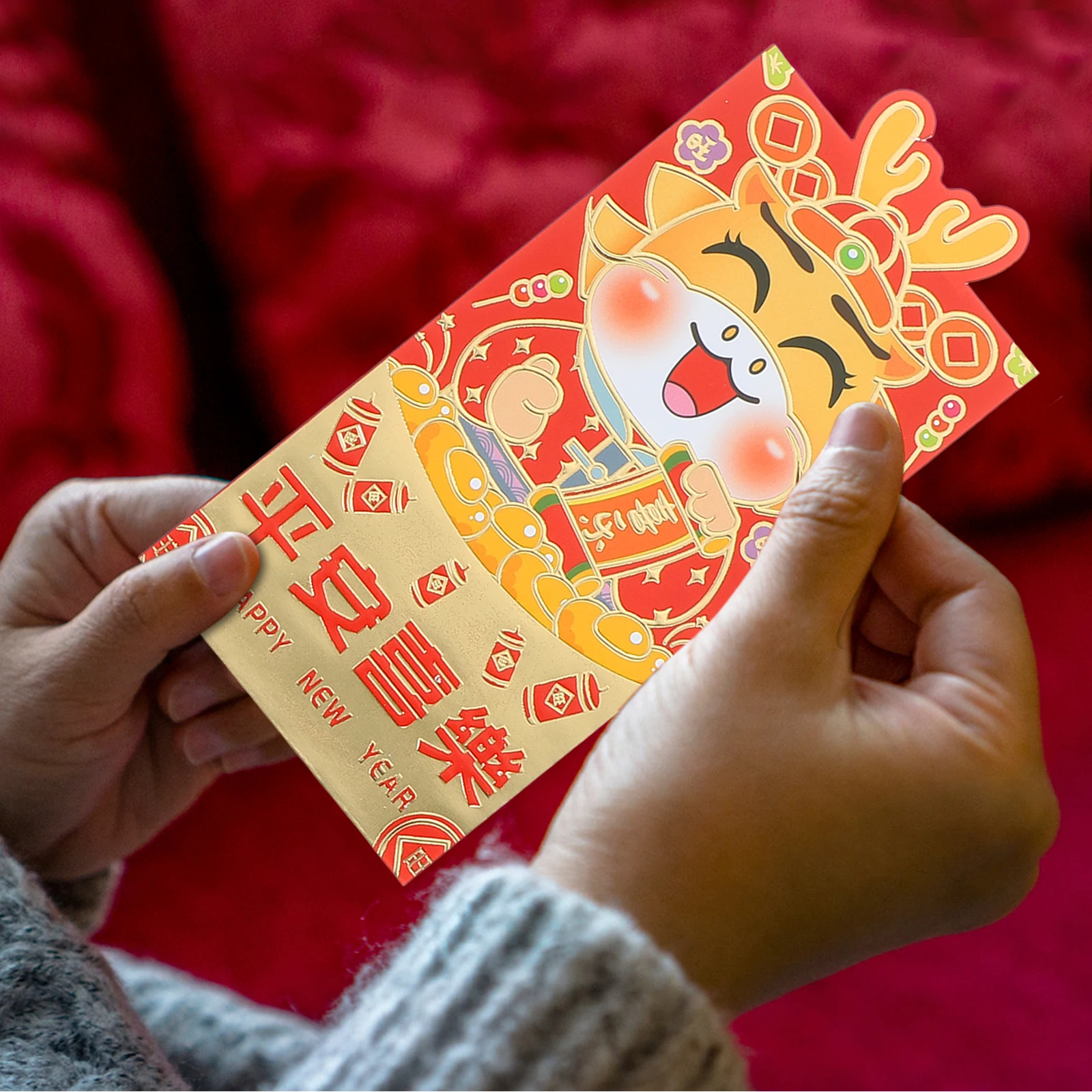 24 Uds. Sobres rojos grandes, paquete de almacenamiento de dinero de papel, paquetes decorativos de Año Nuevo Chino, regalos del Festival de Primavera