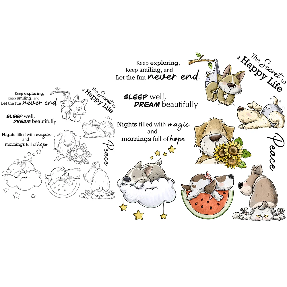 Mangocraft Cute Dogs Sleep And Dream Clear Stamp DIY Scrapbooking Supplies Silicone Stamp For Card Making Albums Crafts Decor