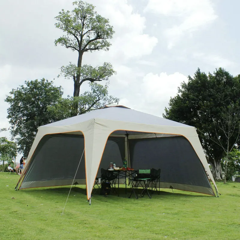 Imagem -02 - Prata Revestido Tecido Sunshade Tecido Impermeável Camping ao ar Livre Family Tourist Pergola Pode Anexar Paredes Removíveis Grande Espaço