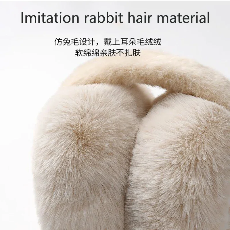 Winter Thickened Plush Earmuffs Foldable Imitation Rabbit Hair Women JK Faux Fur Warm Ear Protection Cycling Y2k Accessories