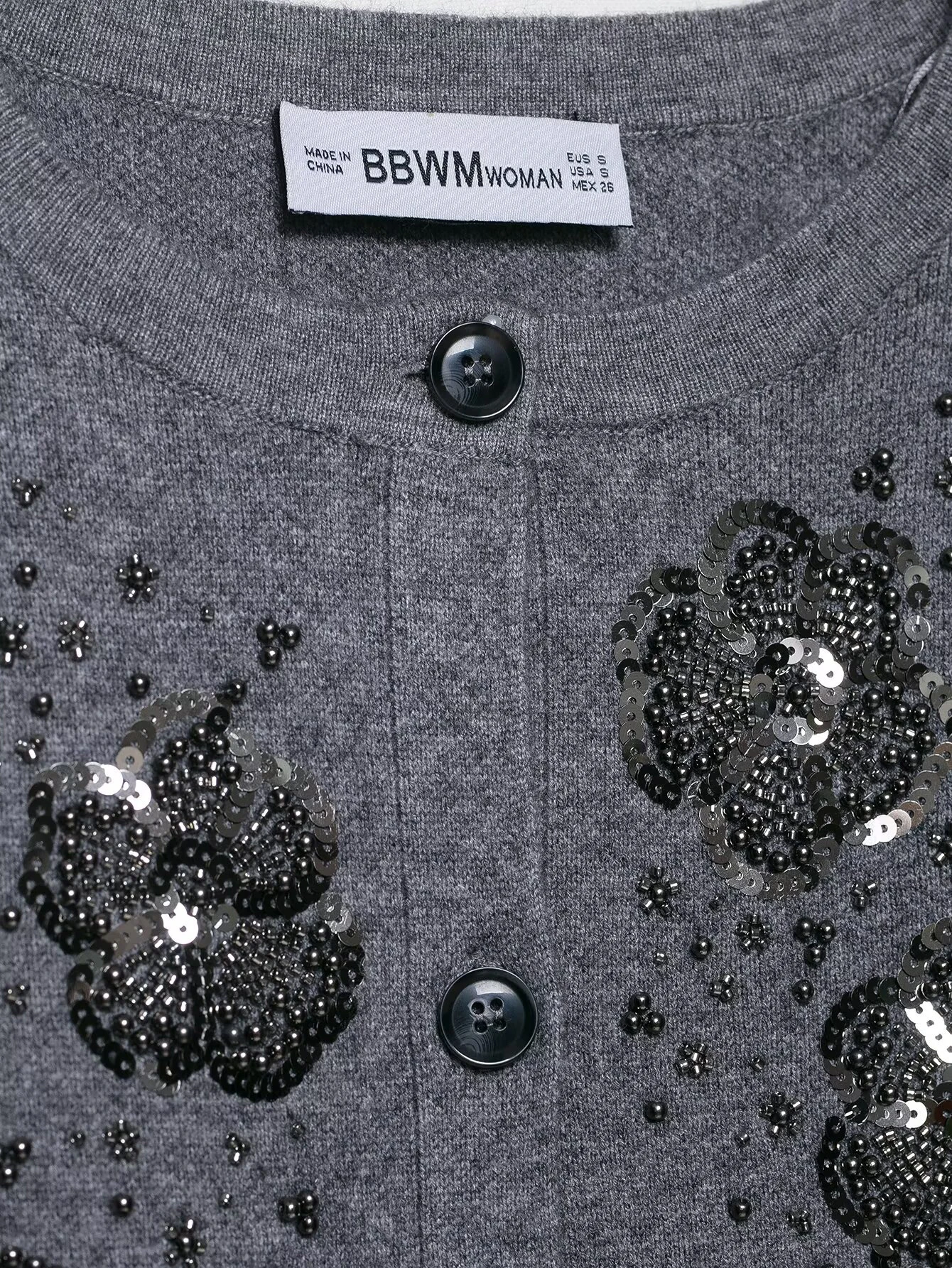 2025 خريف جديد عصري فضفاض جولة الرقبة مطرز بريق الزخرفية سترة مشغولة من الصوف معطف #4