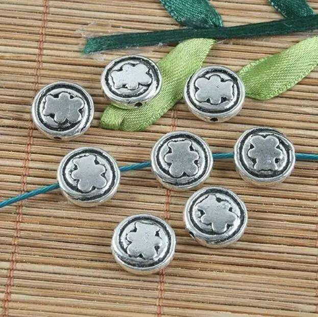 10pcs 12.8mm,hole:0.9mm tibetan silver color round two sides pattern spacer beads G1177