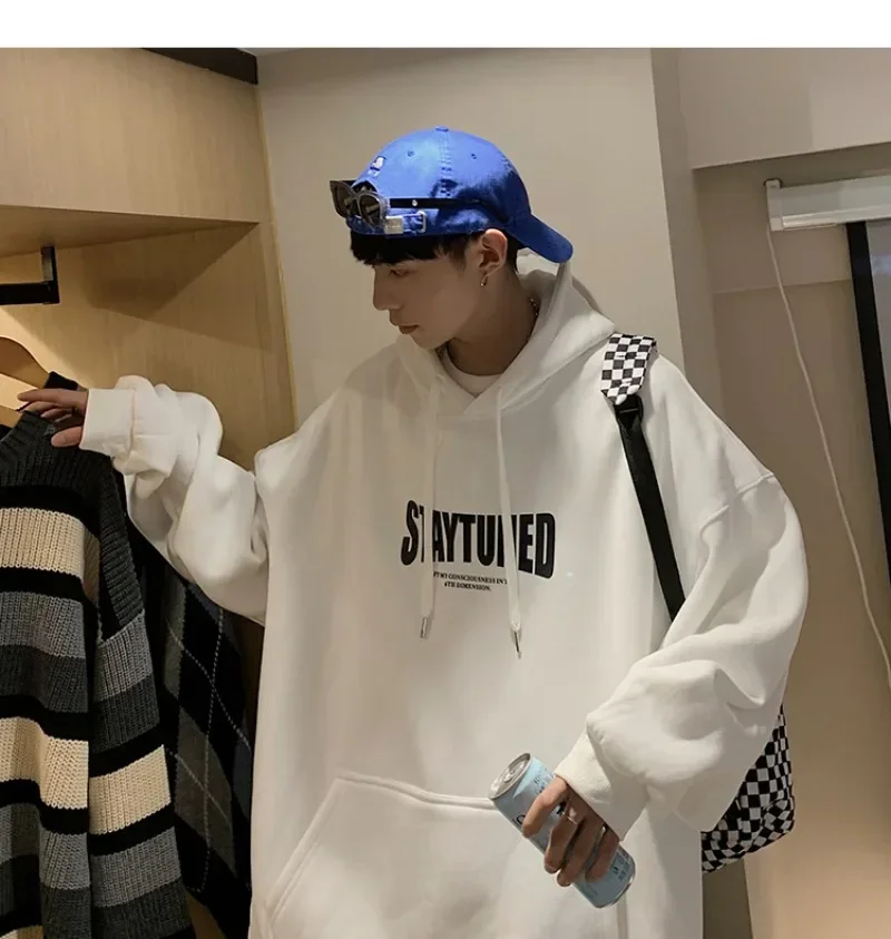 

Autumn Winter Men's Hoodies Loose Fashion Hooded Sweatshirts Y2k Harajuku Couple Clothing Male Pullovers Baggy Sweatshirt 후드티