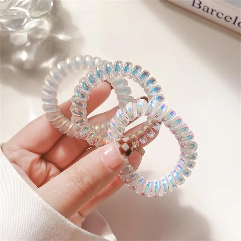 Telephone Line Hair Rope Girls Laser Color Hairs Ring Seamless Elastic Ponytail Rubber Band Headwear Accessories