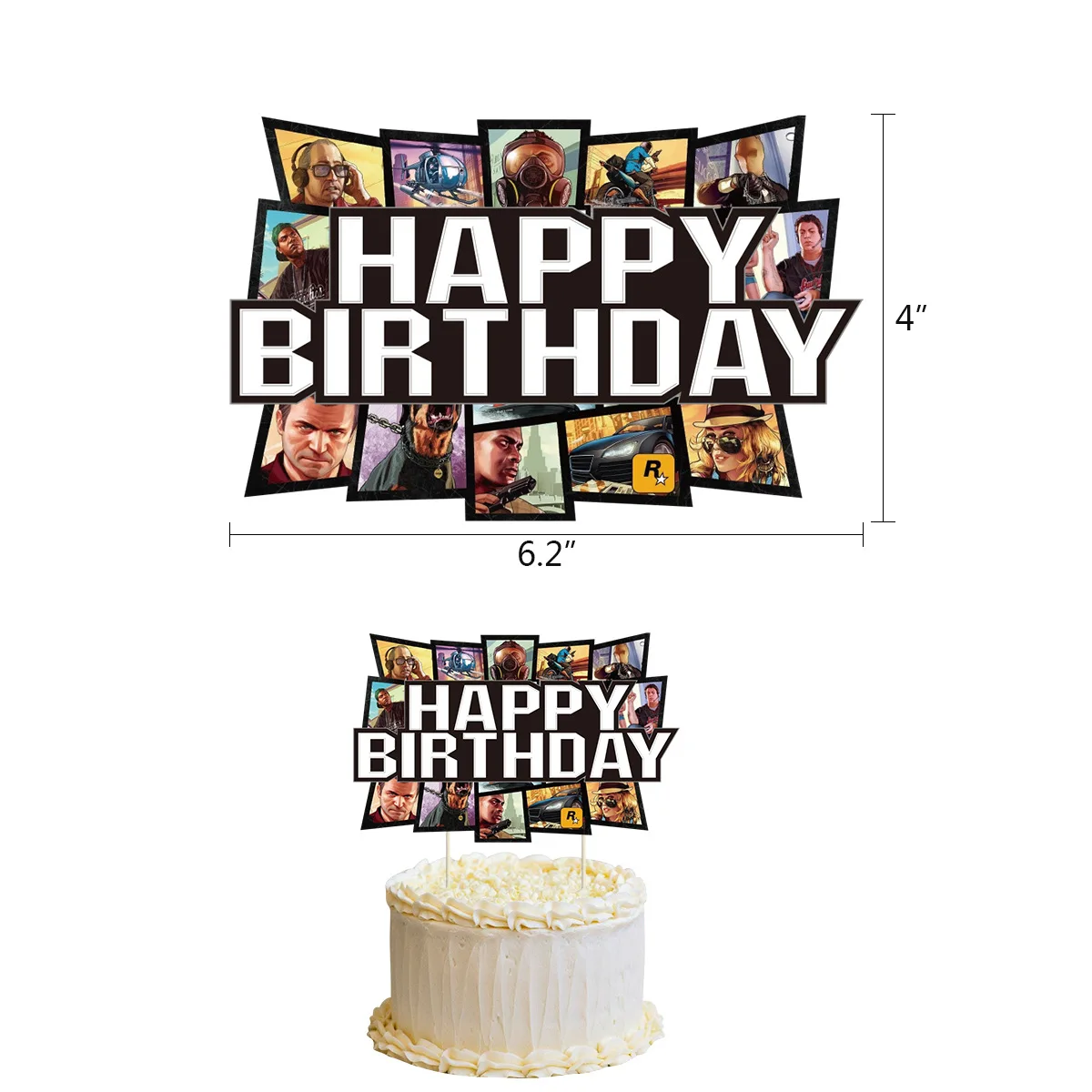 Five Star Citizens Grand Theft Auto GTA5 Theme Party Decoration Supplies Knight Racing Car Sticker Happy Birthday Party Balloons