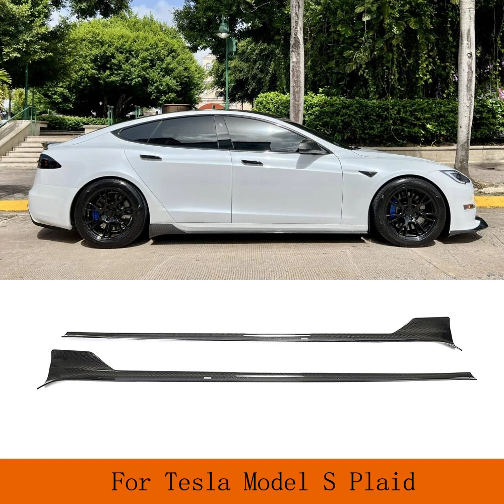 

Car Side Skirts Extenion Lips Carbon Fiber Aprons for Tesla Model S Plaid Sedan 4-Door 2021-2023 Side Extension Lip Spoiler