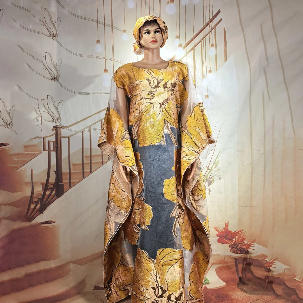 فساتين تركيا نمط جديد للمرأة الفاخرة الأنيقة 2025 طقم مكون من قطعتين امرأة أفريقية بوبو ارتداء وشاح الرأس ملابس أفريقيا #6