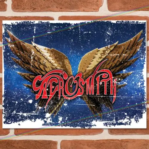 AEROSMITH Logo Music Metal Signs Mancave Shed Garage Bar Vintage Plaque Tin Sign