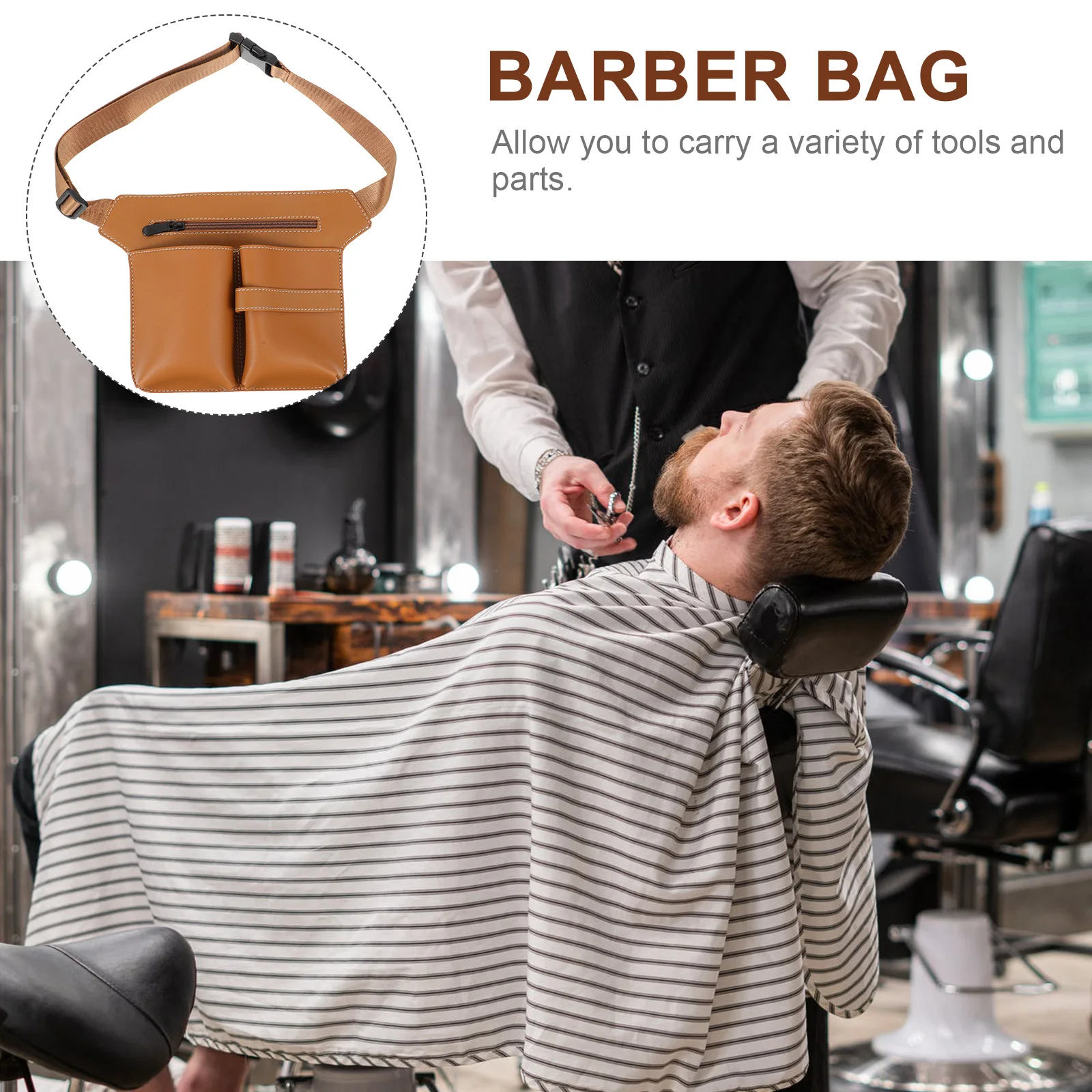 

1Pcs Hair Scissors Bag Multifunction Waist Tool Organizer Portable Hairdressing Tool Holder for Barber Salon Khaki