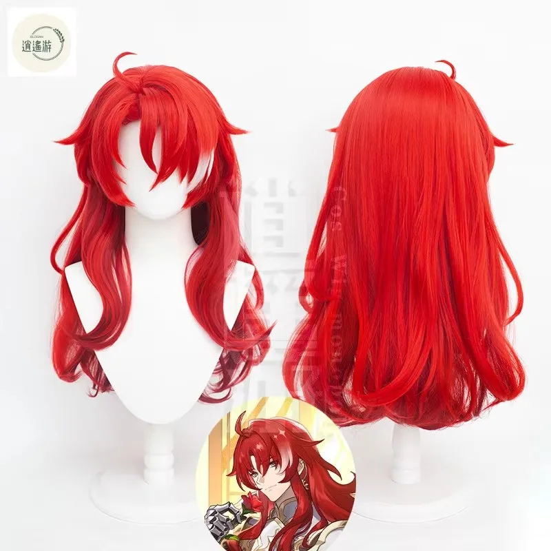 Argenti Cosplay Wig Game Honkai: Star Rail 70CM Red White Heat-resistant Synthetic Hair Halloween Argenti Cosplay Wigs+wig Cap