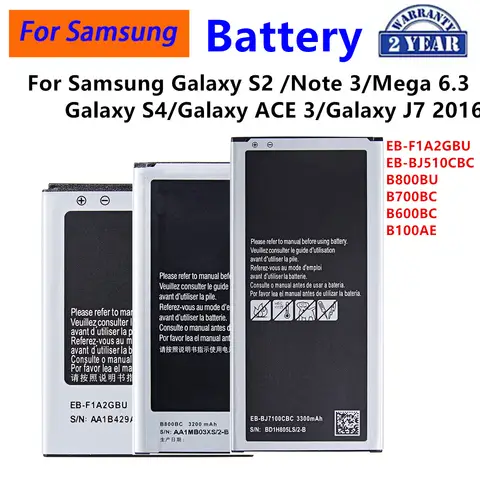 EB-F1A2GBU EB-BJ510CBC B800BU B700BC B600BC B100AE Battery For Samsung Galaxy S2 i9100 Note 3 Mega 6.3 S4 Galaxy ACE 3 J7 2016